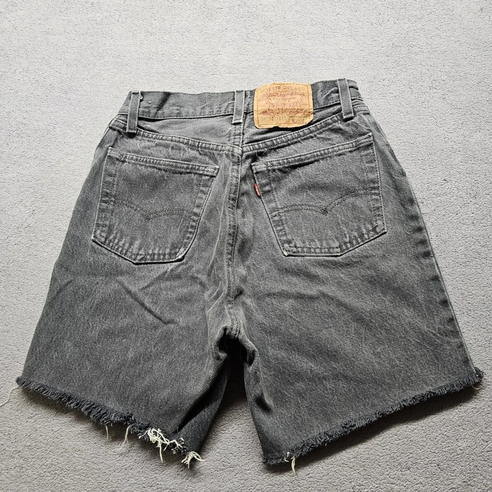 Vintage Levi's 501 Cut-Off Shorts Womens Size 11 Black Denim Red Tab Button Fly
